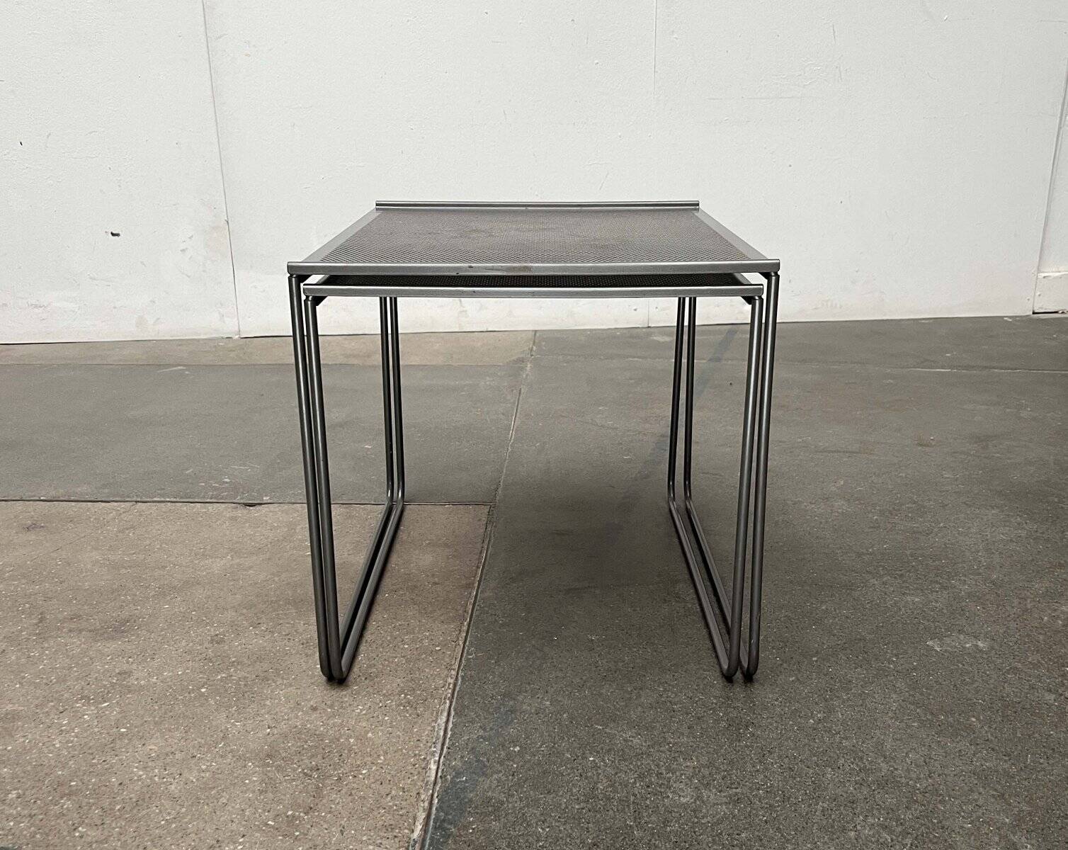 Postmodern perforated metal nesting side tables from Ikea, 1980s, set of 2.
