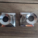 Pair of silver metal candlesticks