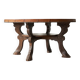 Table basse mid-century bois massif cuir