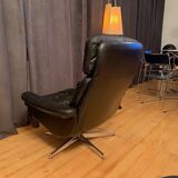 Leather swivel armchair, Denmark, 1960s