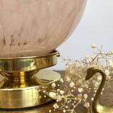 Vintage globe table lamp in pink Clichy glass