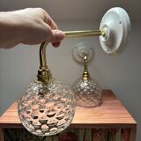 Pair of vintage bubble globe wall lights