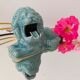 Ashtray vintage ceramic zoomorphic "lion" glaze light blue vintage of the 50s