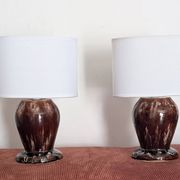Pair of vintage 70s ceramic bedside lamps – Glazed enamels & e