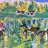 Signed gouache of horses