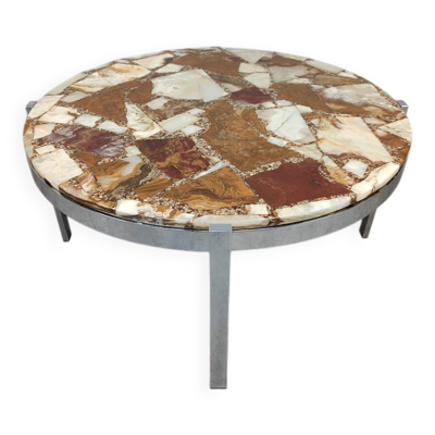 Table basse ronde en marbre onyx, Italie 1960