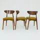 Lot de 6 chaises de salle à manger modernes en hêtre, bouclé jaune, bois foncé
