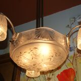Art Deco frosted glass chandelier by the Muller brothers