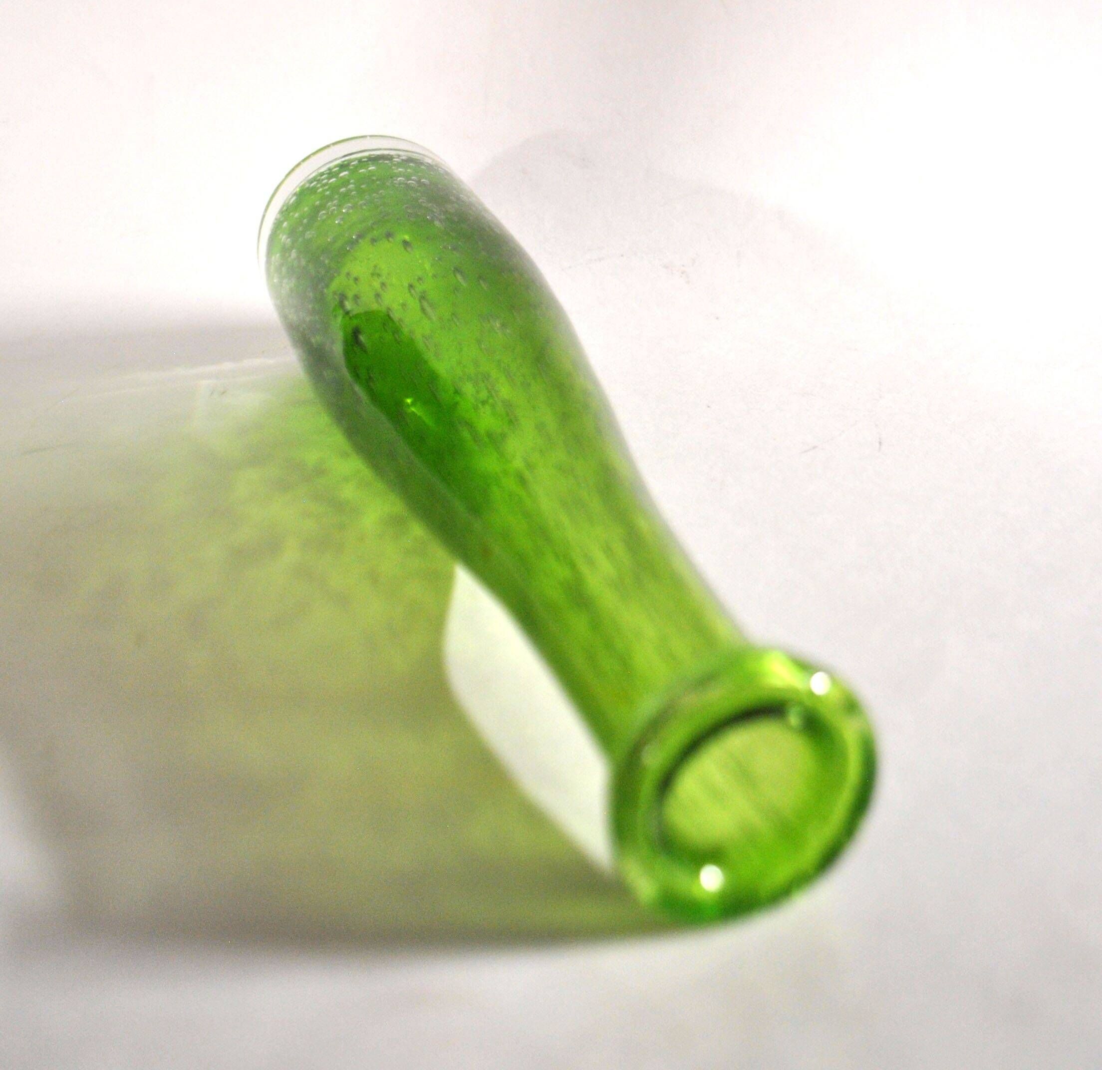 Vintage green bubble glass bottle vase - Biot glassware? – soliflore H27cm