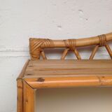 Bookcase shelf in bamboo and vintage rattan
