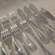 6 fish cutlery pieces, 12 pieces, silver-plated metal, Christofle silversmith, Perles