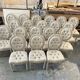 Louis xvi medallion style chairs patinated wood & beige updaped fabric