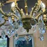 Lustre à pampilles en bronze 6 feux