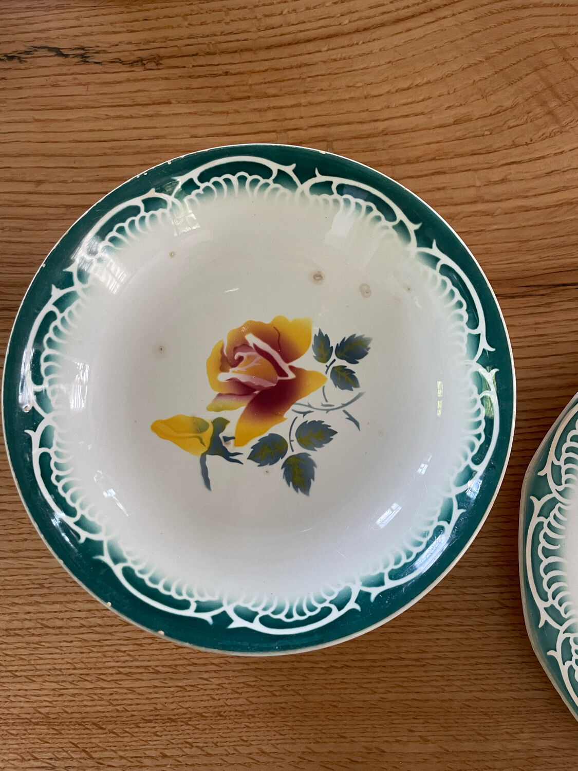 Lot De 4 Assiettes Plates Digoin Sarreguemines - Collection Port Cros, Motif Floral, 23cm