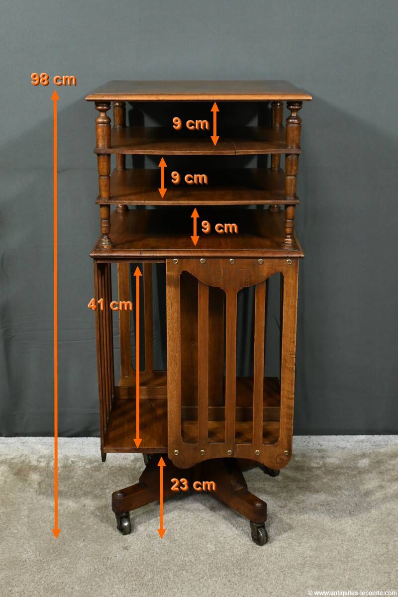 Revolving Walnut Bookcase, stamped G.Lancelin – 1900
