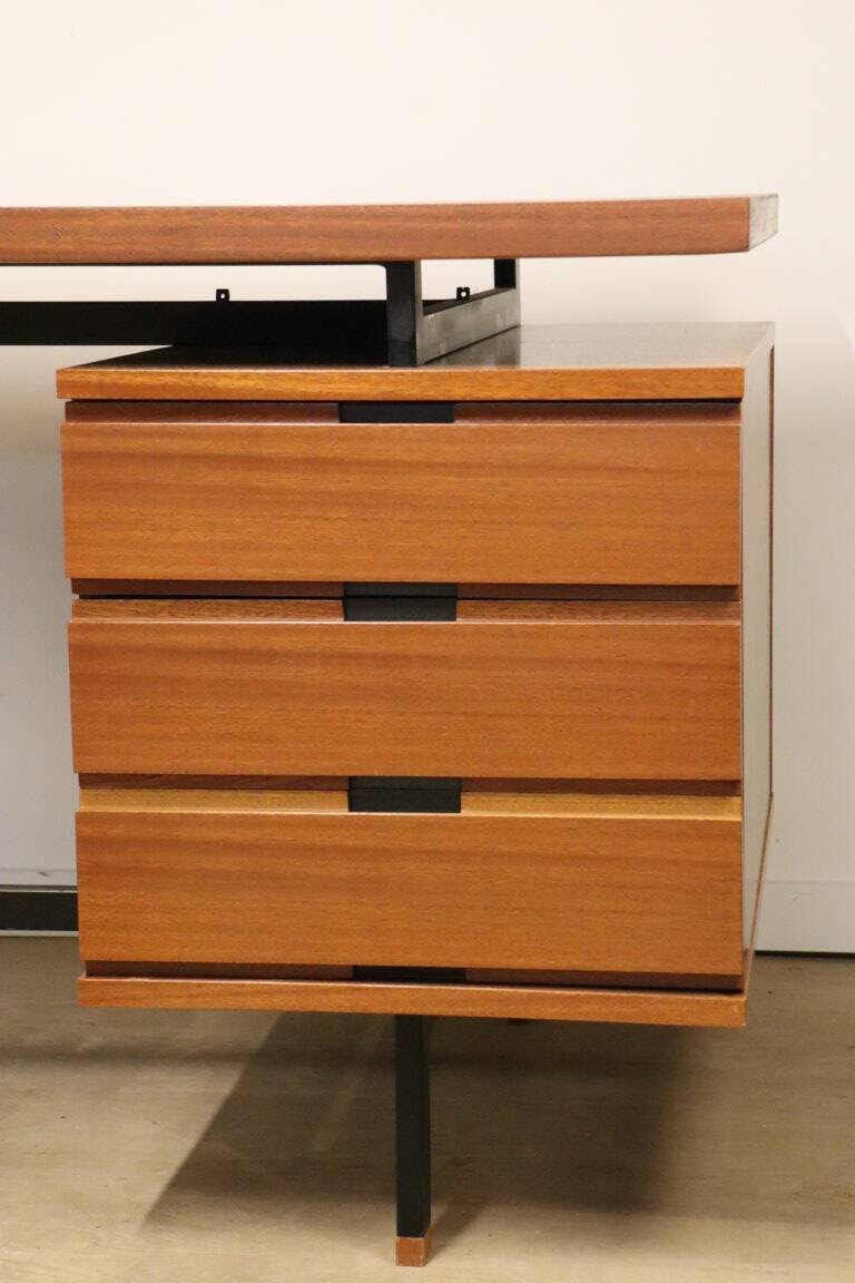 Vintage mahogany desk by Pierre Guariche edition Minvielle, 1960
