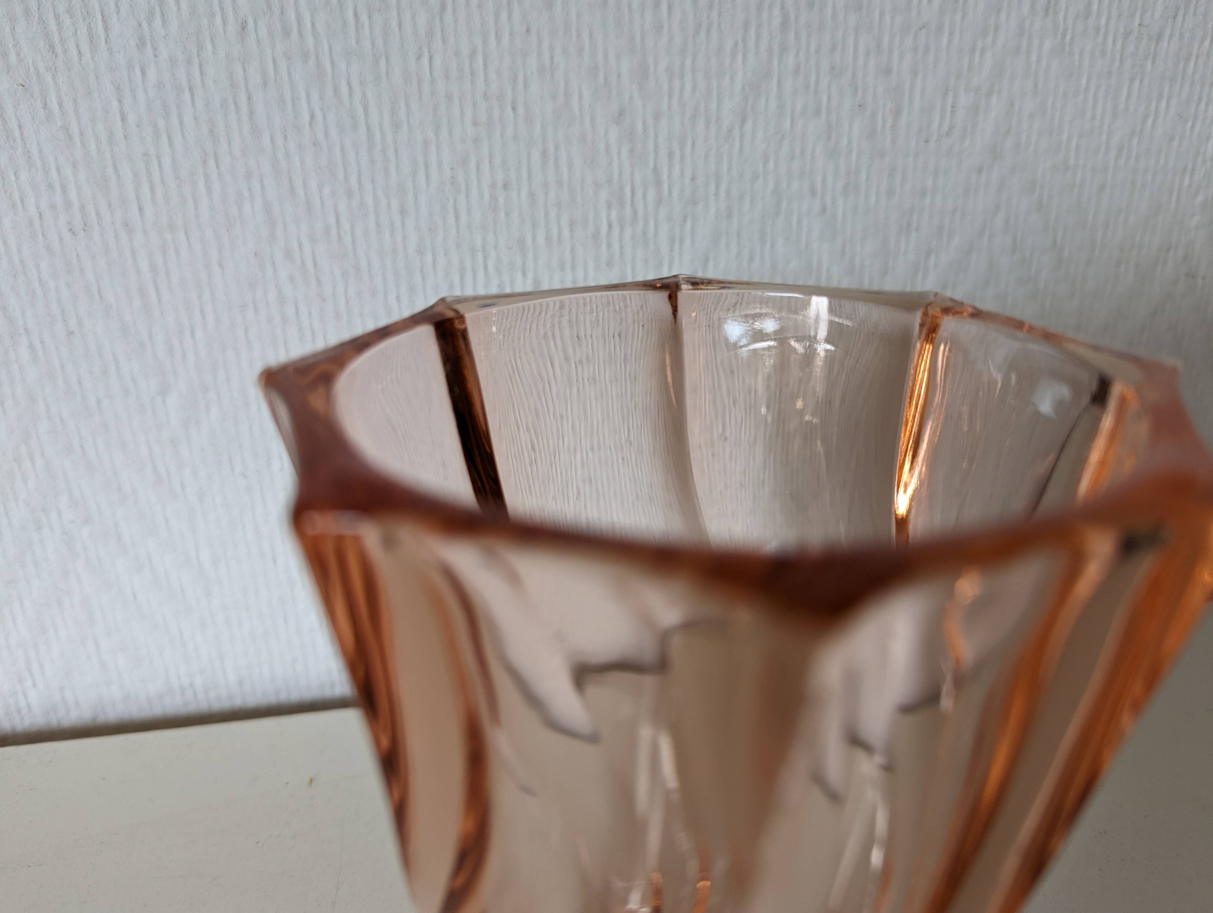 transparent glass vase in art deco style