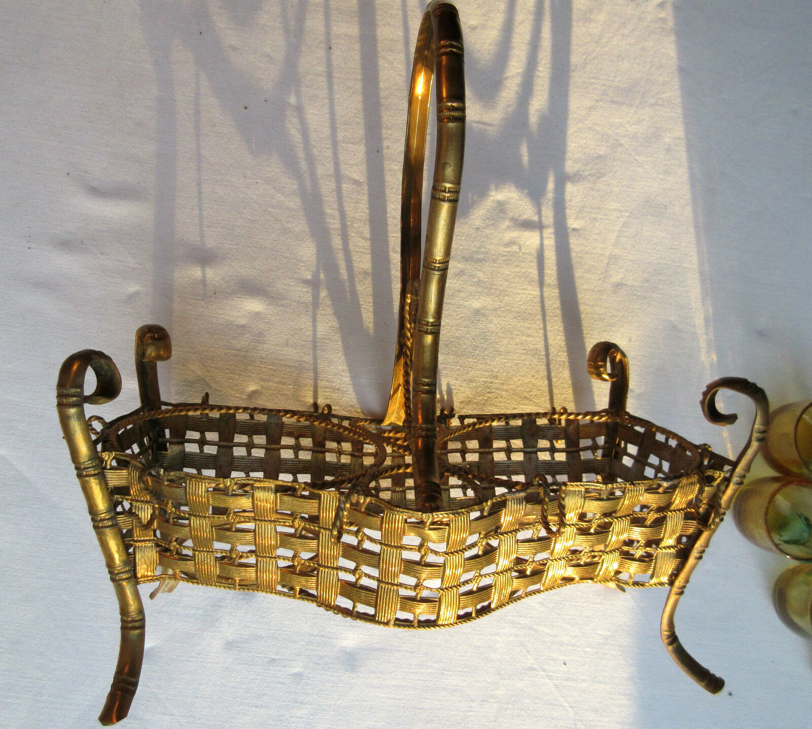 Cabaret Cave liqueur George SAND: 2 carafes 10 Legras glasses - brass basket