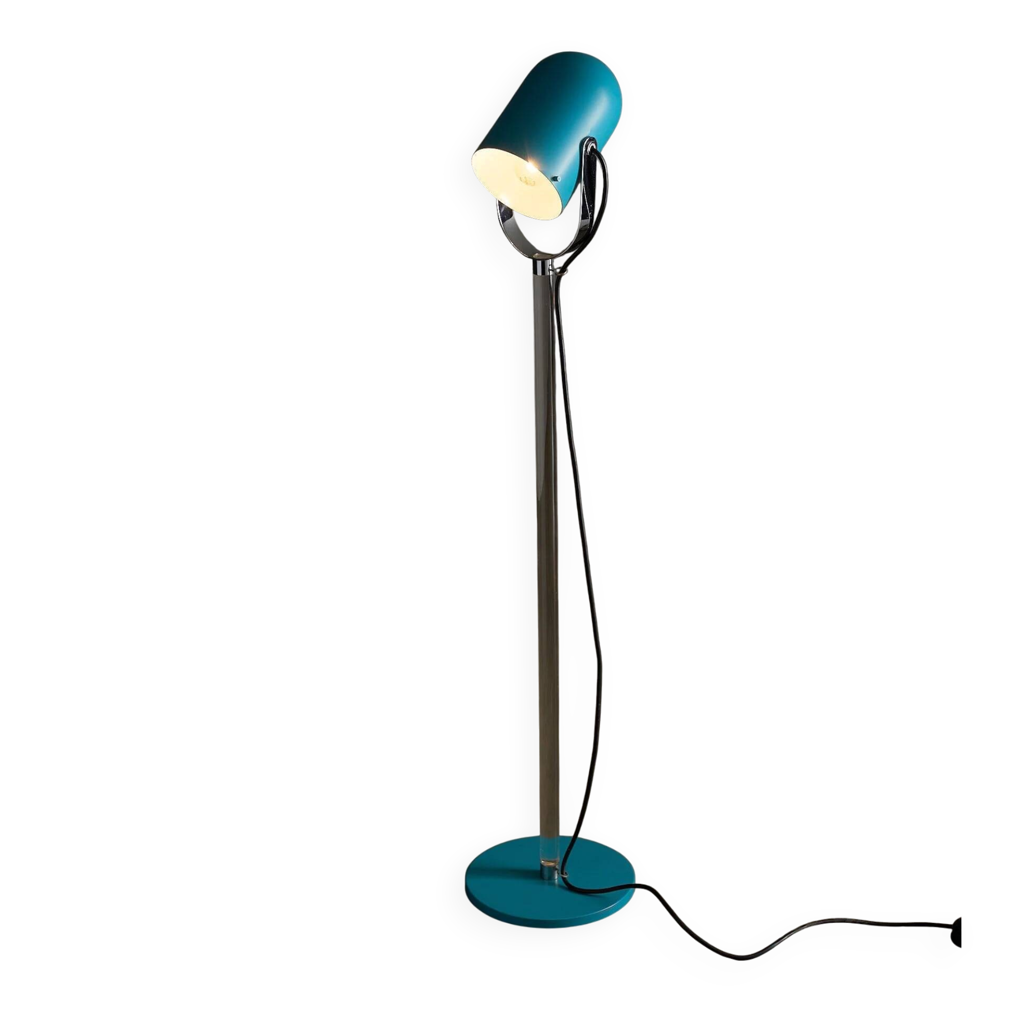 Turquoise floor lamp with plexi stem by Cosack