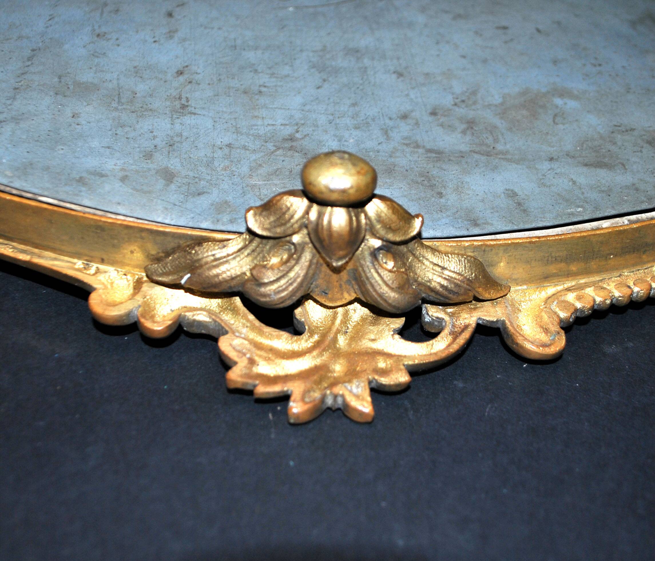 Antique mirror tray Centerpiece mainly in bronze and mercury glass