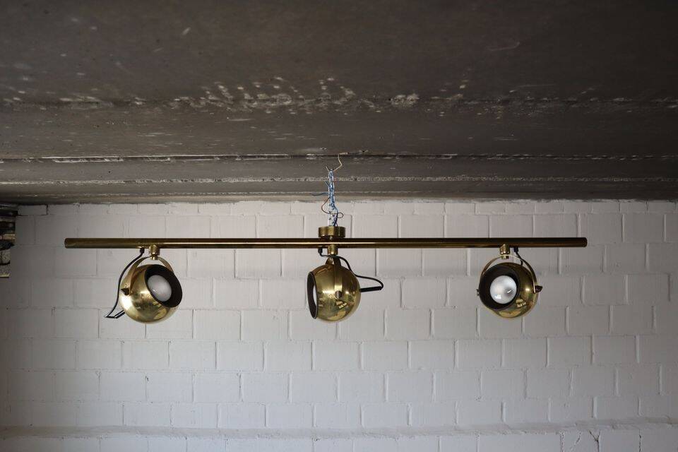 Set of vintage brass ceiling and wall lamps by Sische leuchten, Germany 1960's.