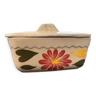 Butter dish with ceramic lid decoration flowers