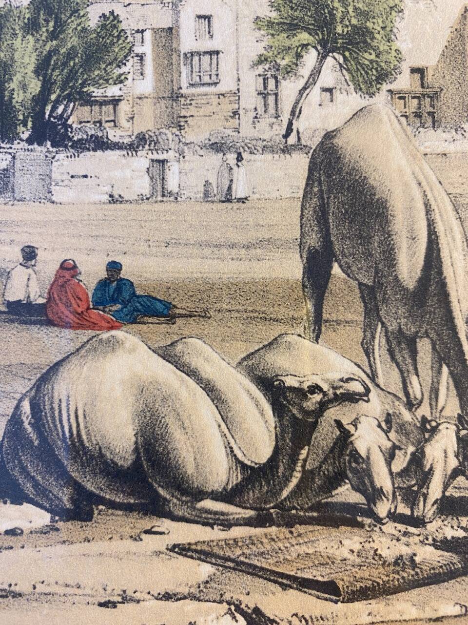 Orientalist engraving, view of the Shereef Bey Palace in Cairo, 20th century