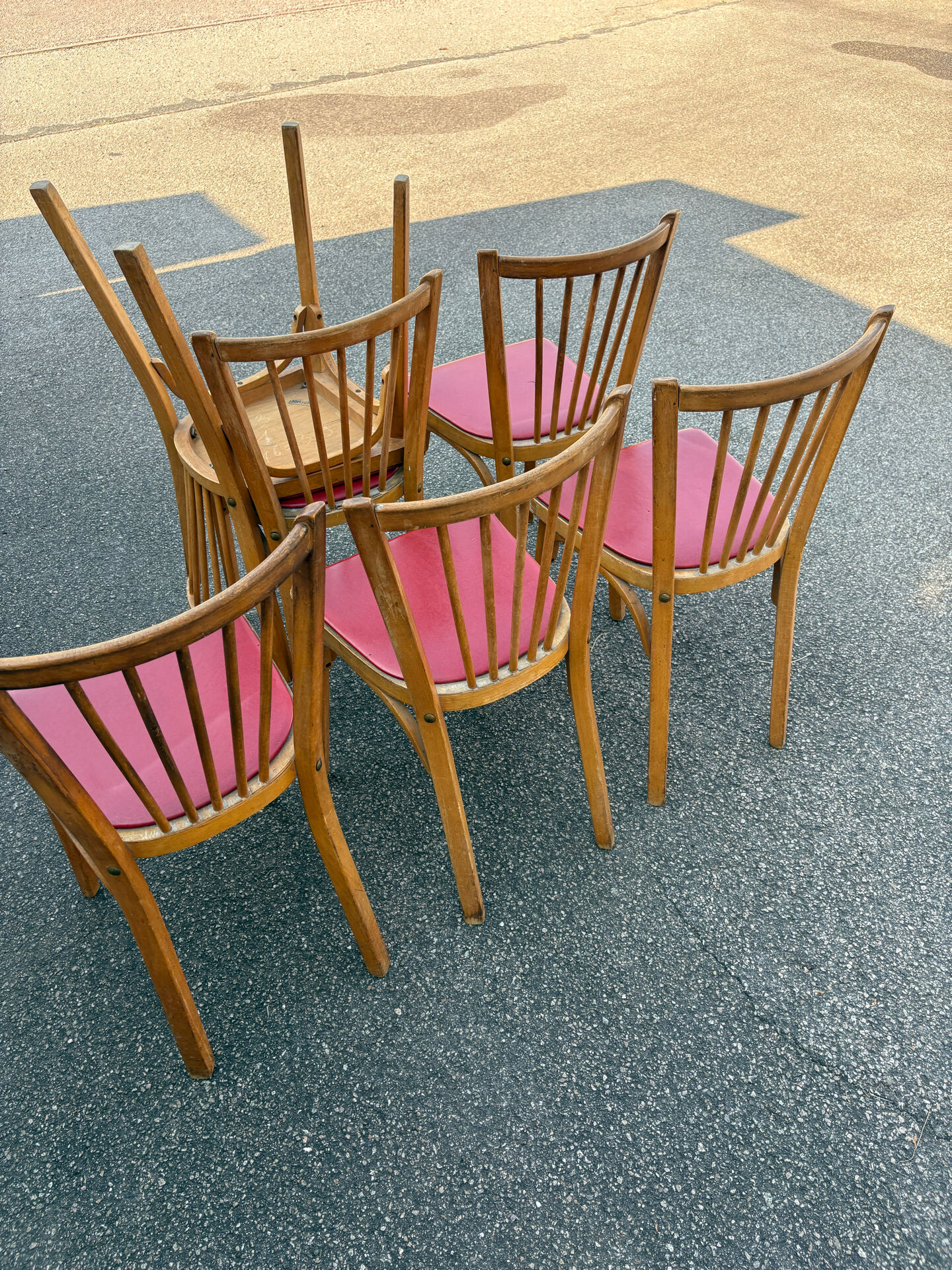 6 chaises baumann bistrot simili rouge