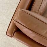 Canapé 2 places Stouby vintage danois du milieu du siècle en cuir cognac foncé