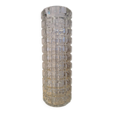 Vintage textured moulded crystal cylindrical vase - 1970s - 24 cm