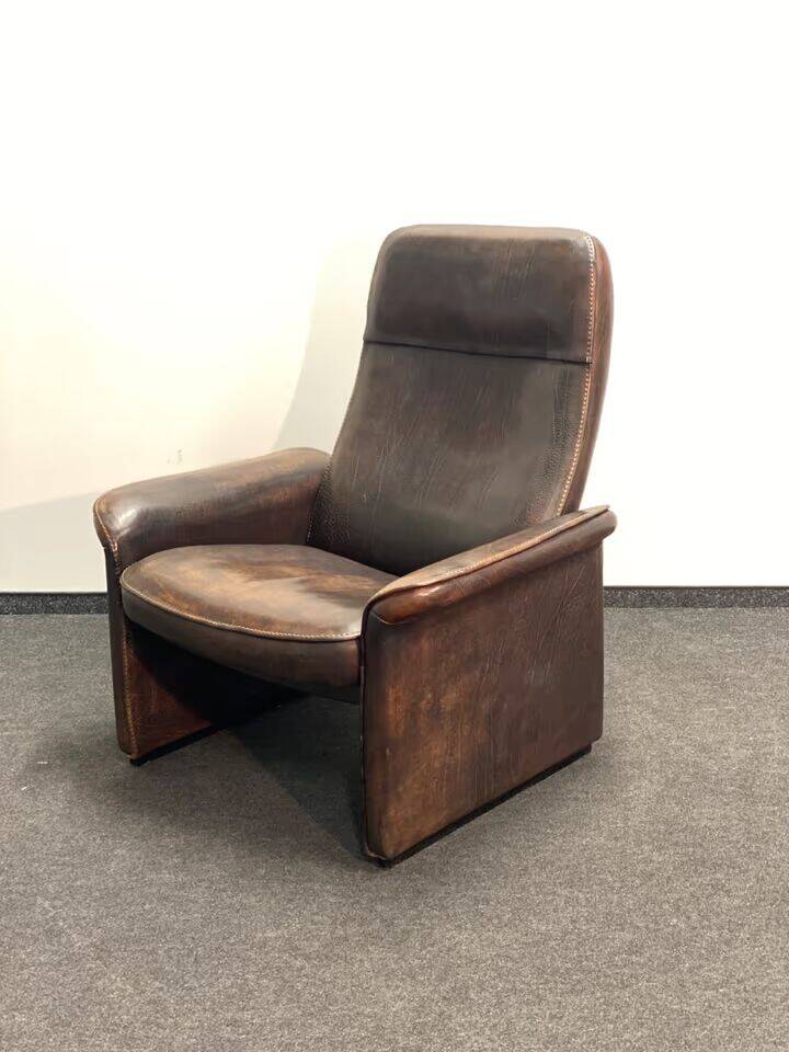 Vintage Brown Leather De Sede Ds 50 leather arm chair from 1970's