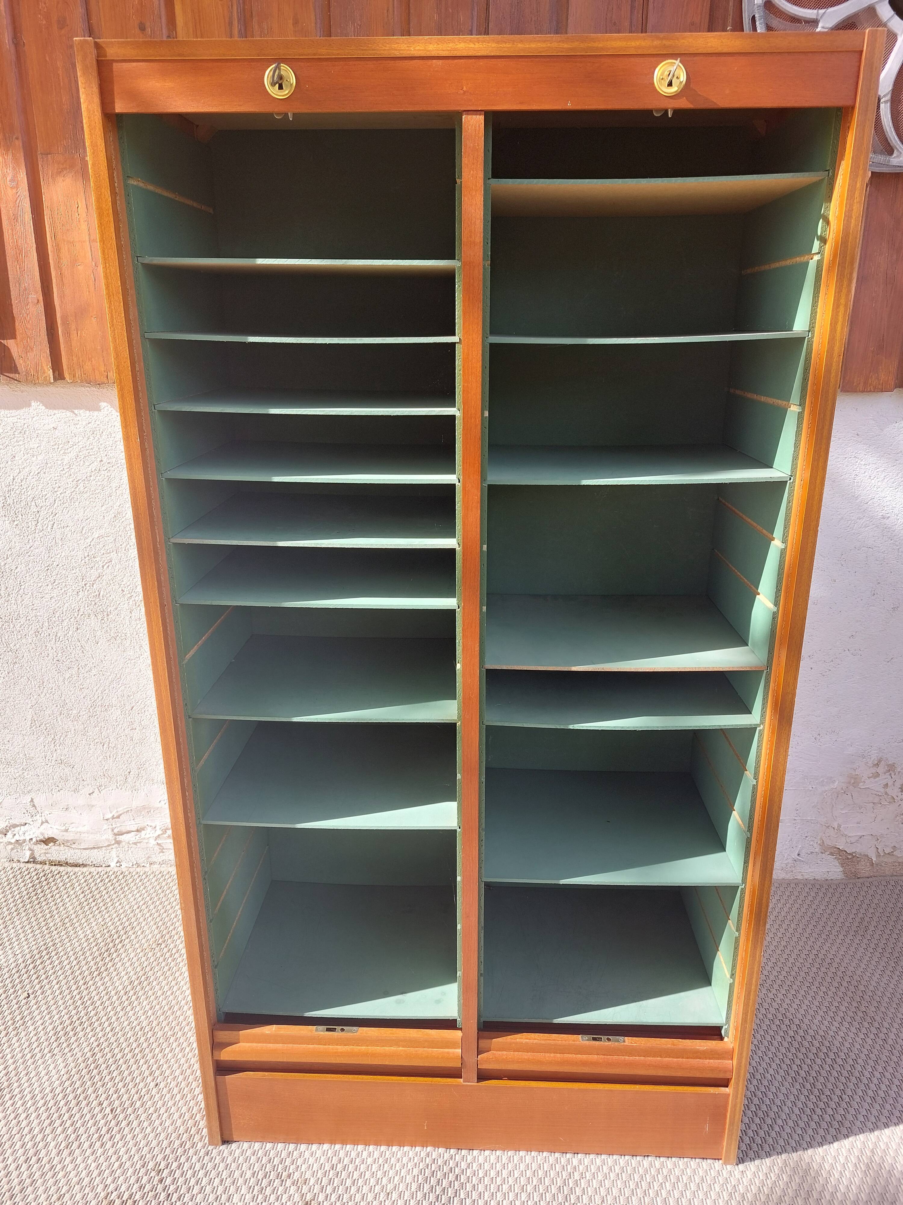 double curtain filing cabinet, vintage