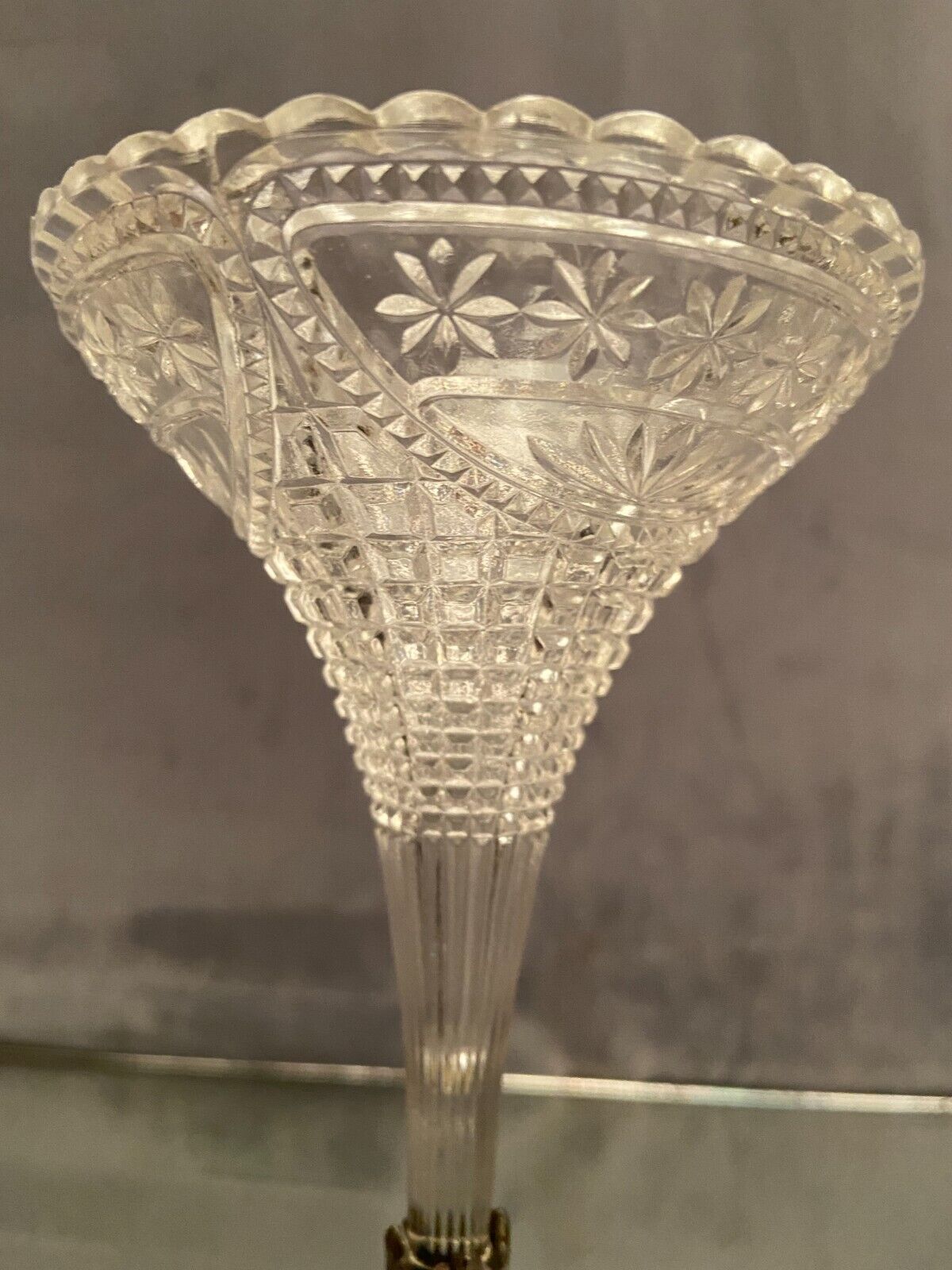Vase bouquetière cornet in cut crystal Louis XVI style late nineteenth early twentieth
