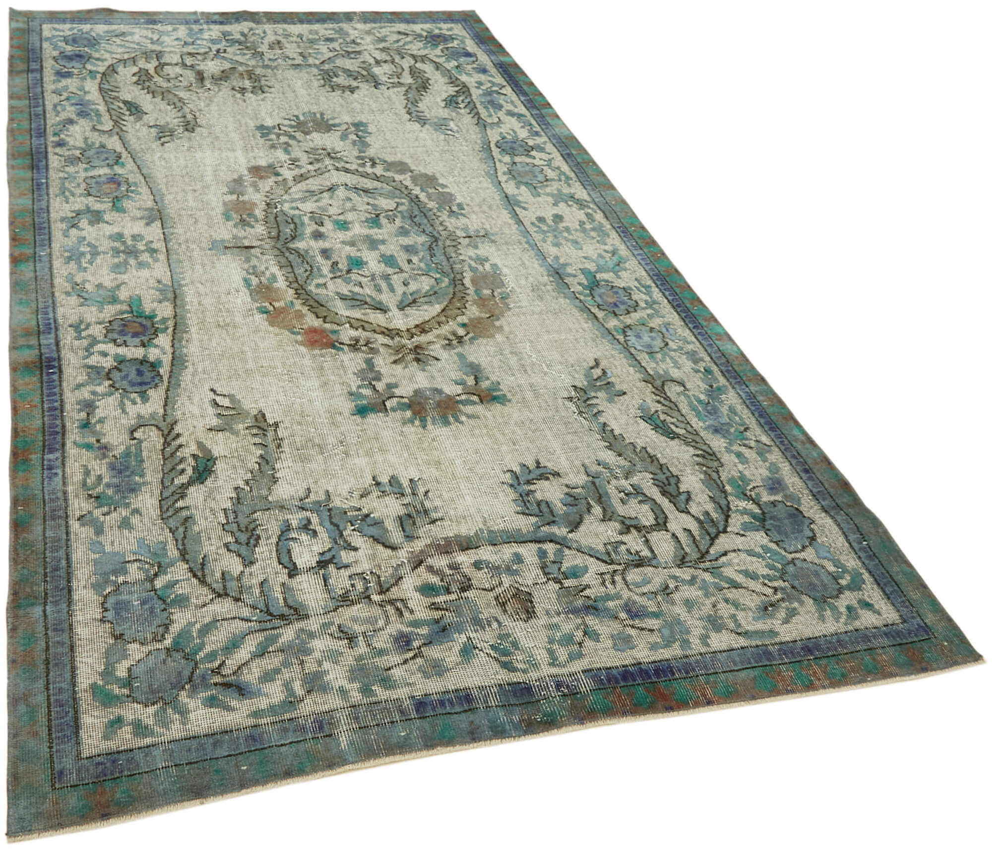 Handmade contemporary oriental 1970s 161 cm x 291 cm blue carpet