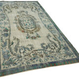 Handmade contemporary oriental 1970s 161 cm x 291 cm blue carpet