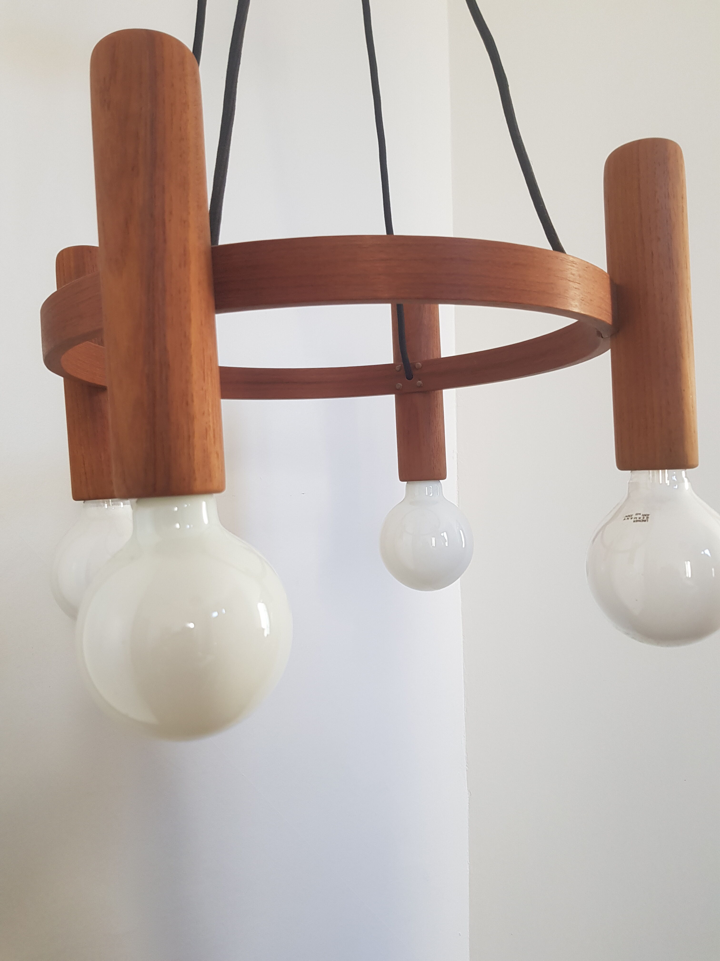 Vintage teak pendant light