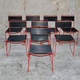 Set of 8 stackable chairs 'Scoubidou' vintage