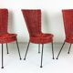 3 chaises en rotin et métal 1950