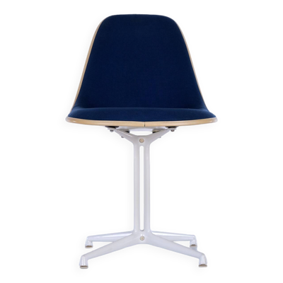 Chaise de salle à manger Herman Miller en fibre de verre vintage bleu La Fonda