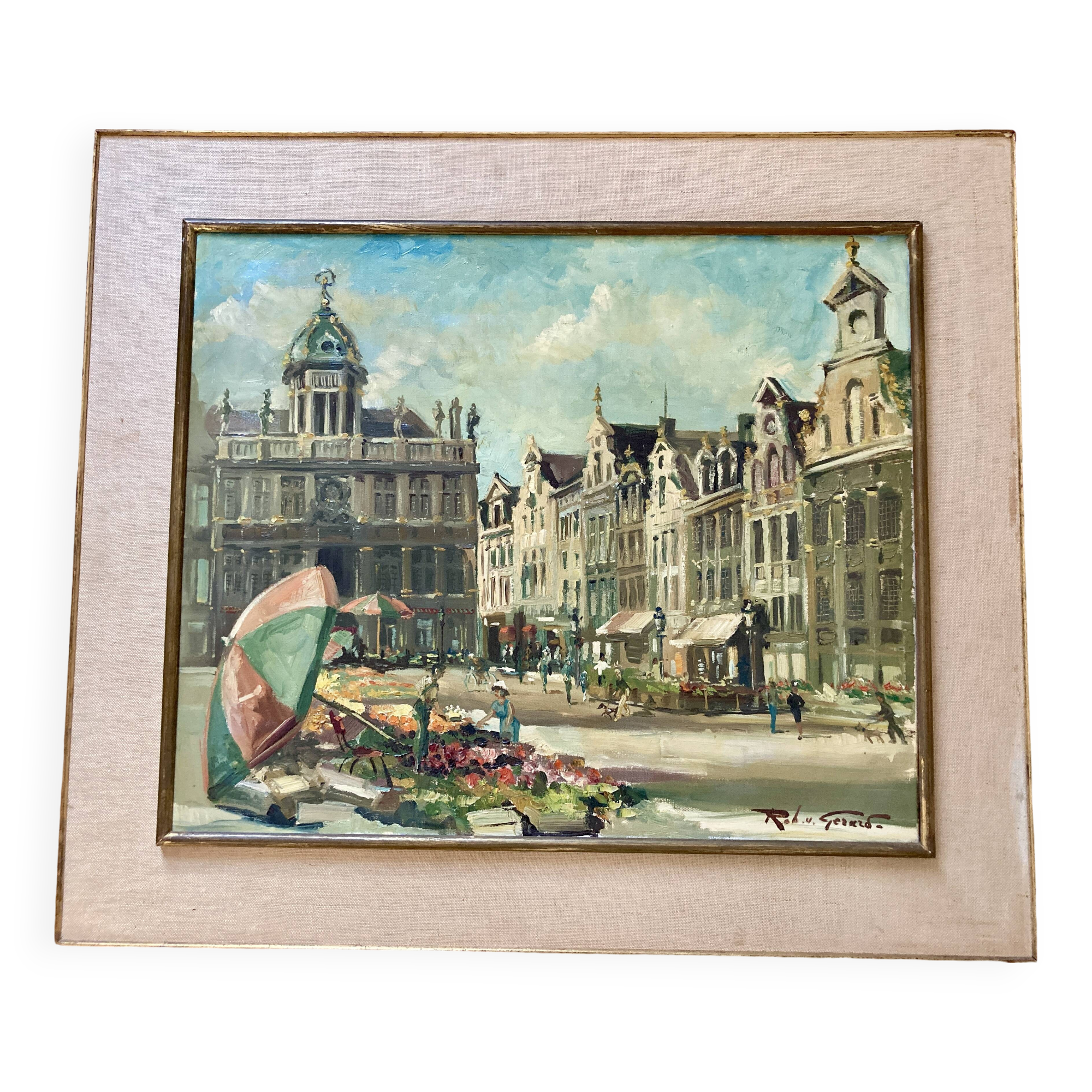 Painting - The flower market The Grand Palais Brussels