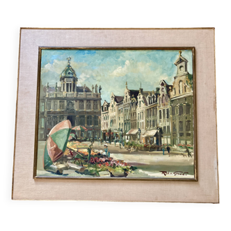 Painting - The flower market The Grand Palais Brussels