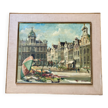 Painting - The flower market The Grand Palais Brussels