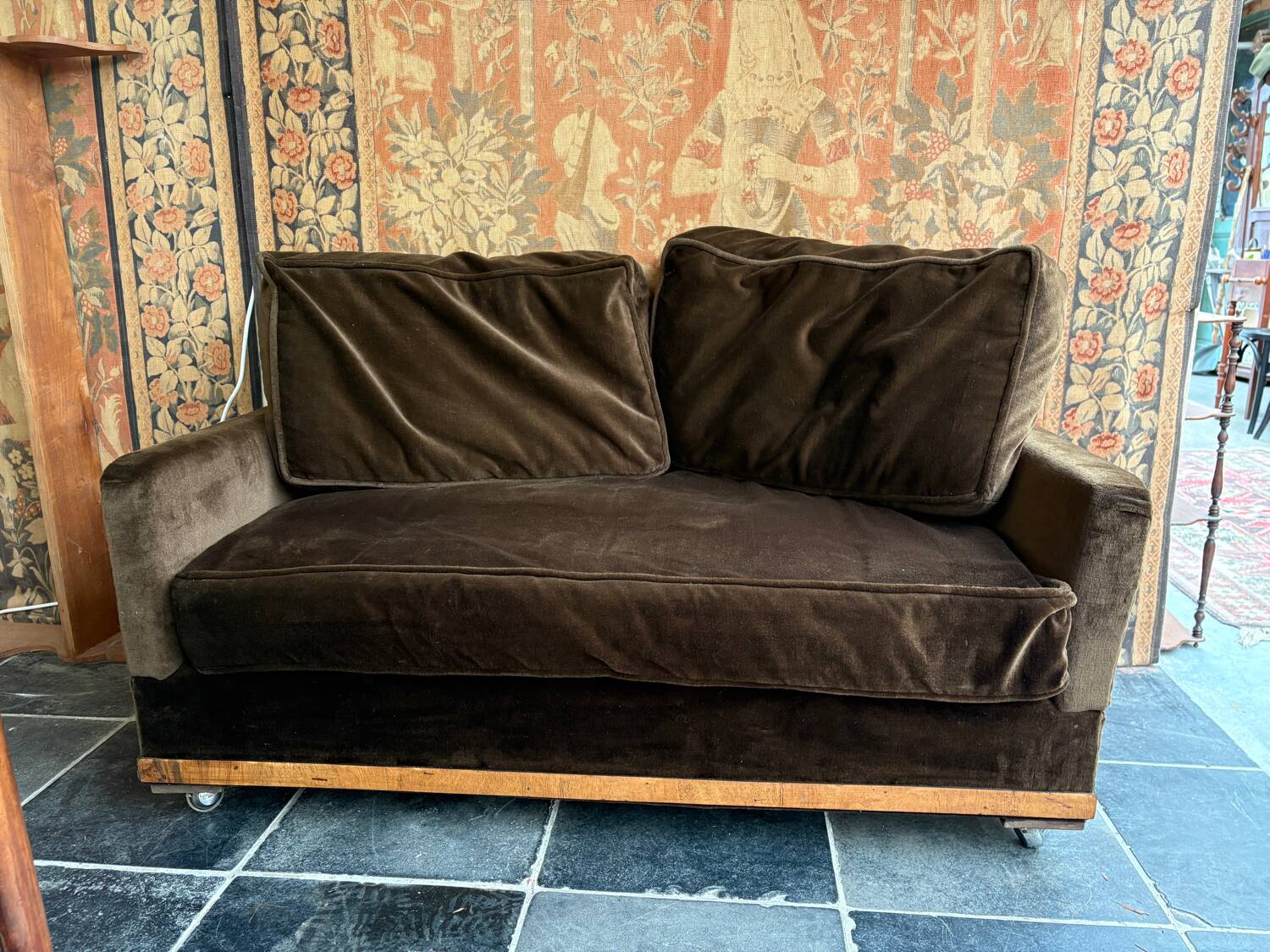 Brown velvet living room