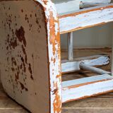 Workshop stool in vintage patinated solid wood