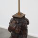 Hand-Carved Antique Wooden Floor Lamp with Lion Head