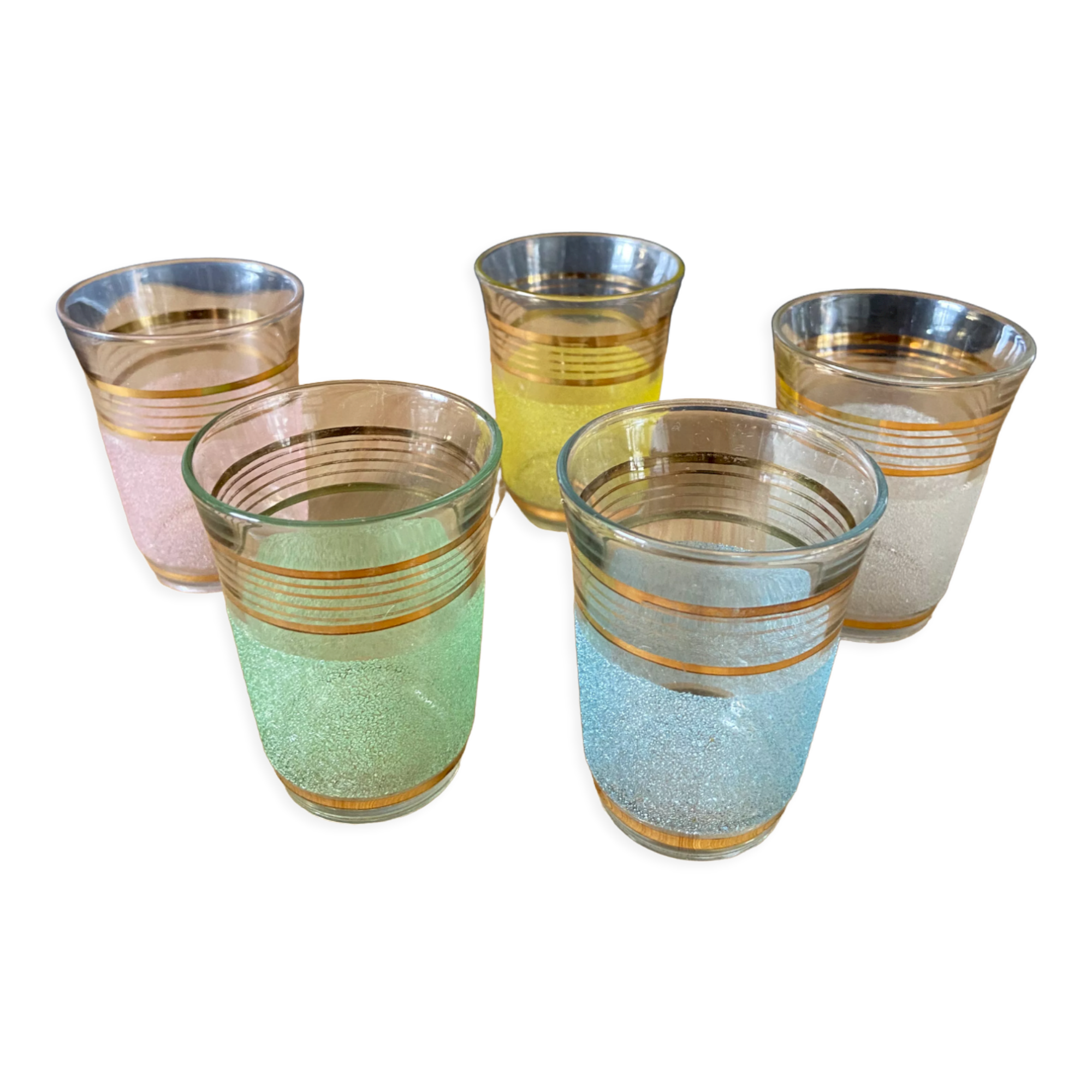 Lot de 5 verres à liqueur coloré