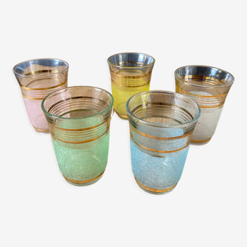 Lot de 5 verres à liqueur coloré