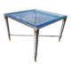 Vintage brushed steel and brass side table, 1970