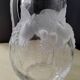 Large water jug with embossed fruit decoration in frosted glass