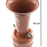 Brown Lacquered and Hand Painted Terracotta Deruta Amphora Vase, Italy